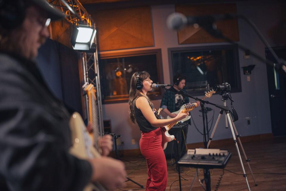 Caring Less, an indie rock band out of Philadelphia, performs during a WXPN Key Studio Session in 2023.