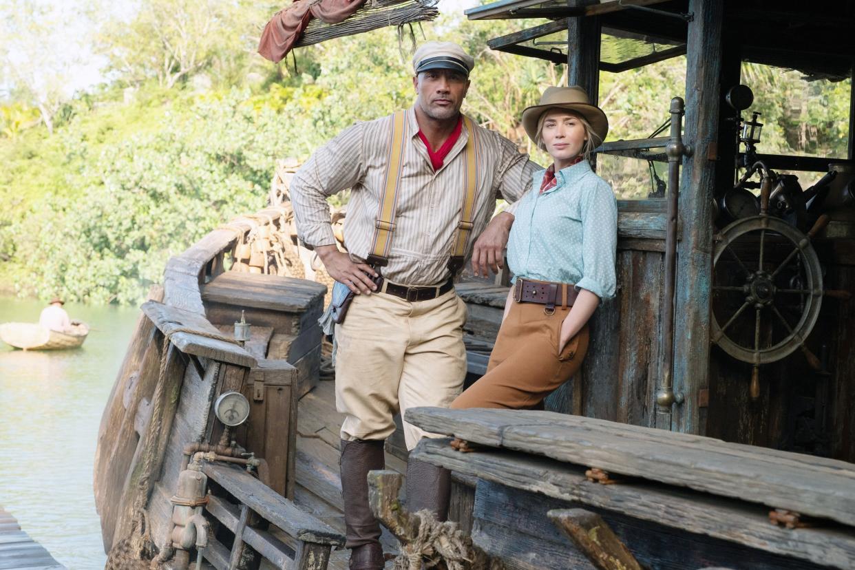 Dwayne Johnson and Emily Blunt in Jungle Cruise (Photo: Walt Disney Co./Courtesy Everett Collection)