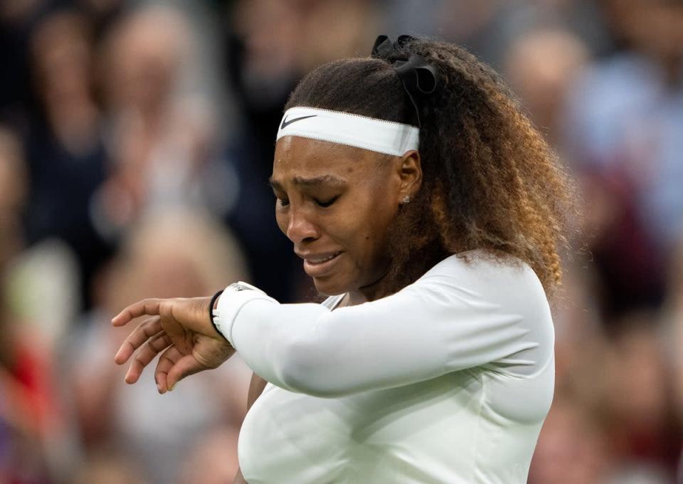 Serena Williams was in tears after suffering an injury at Wimbledon last summer (Jed Leicester/AELTC Pool) (PA Archive)