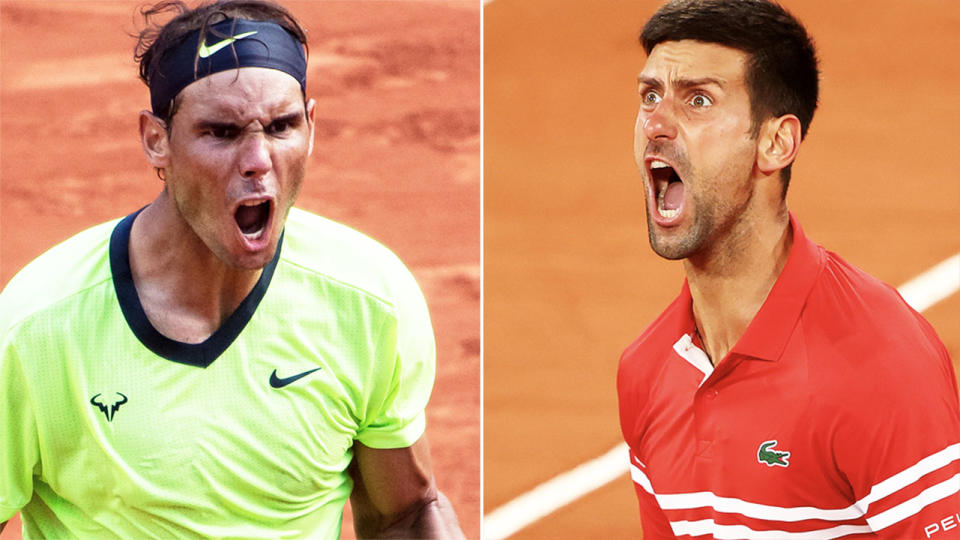 Rafael Nadal and Novak Djokovic will meet in the French Open semi-finals. Image: Getty