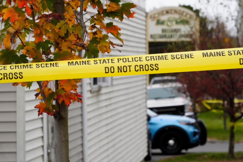 Crime scene tape at the bar on Sunday (Copyright 2023 The Associated Press. All rights reserved.)