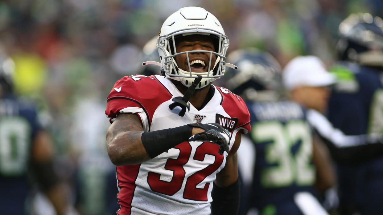 Mandatory Credit: Photo by Sean Brown/CSM/Shutterstock (10511799h)Arizona Cardinals safety Budda Baker (32) reacts to a big defensive play during a game between the Arizona Cardinals and Seattle Seahawks at CenturyLink Field in Seattle, WANFL Cardinals vs Seahawks, Seattle, USA - 22 Dec 2019.