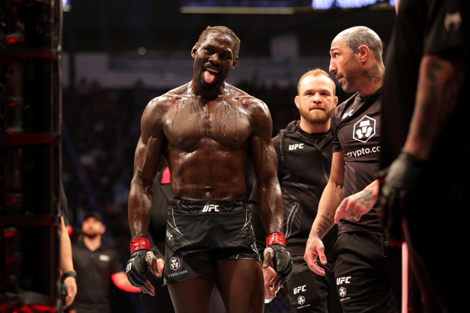 Cannonier celebrates his knockout of Derek Brunson this February (Getty Images)