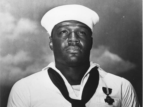 Doris Miller with navy cross medal awarded at Pearl Harbour (United States National Archive)