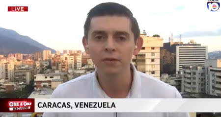 American journalist Cody Weddle speaks in Caracas, Venezuela, January 2019 in this picture grab obtained from a social media video. WPLG LOCAL 10/via REUTERS