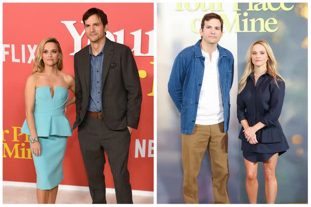 Reese Witherspoon and Ashton Kutcher at premieres for their new rom-com, “Your Place or Mine.”