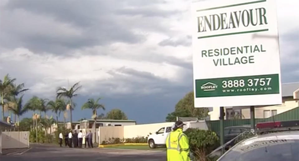 Police shot the armed man dead at the Endeavour Residential Caravan Park. Source: 7 News