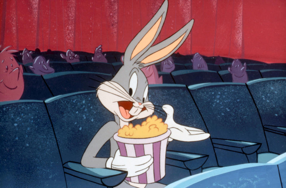 Bugs Bunny eating popcorn