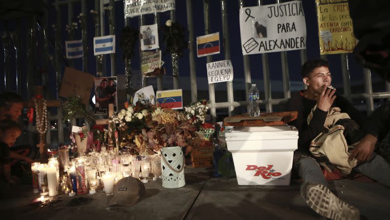 Activists and migrants join a vigil for the victims of a fire at a migration detention center in Ciudad Juarez, Mexico, Wednesday, March 29, 2023, a day after dozens of migrants died as a result of the fire. 