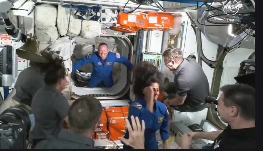 The Starliner Crew enters the ISS on the afternoon of May 6, as seen on the NASA TV live stream.