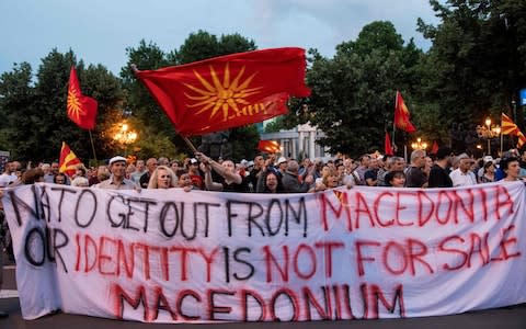 Protests were also triggered in Macedonia - Credit: ROBERT ATANASOVSKI/AFP/Getty Images