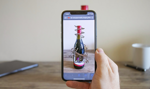 Developed by Rock Paper Reality, this experience augments a real Siduri Wine bottle using 8th Wall's new Curved Image Target technology with no app required.
