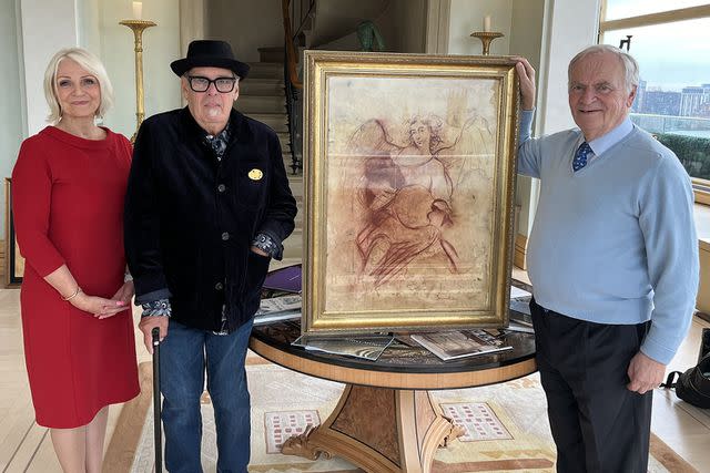 <p>Simon Perry</p> Michelle Roycroft, Billy Mumford and Jeffrey Archer, with the Rembrandt-style sketch