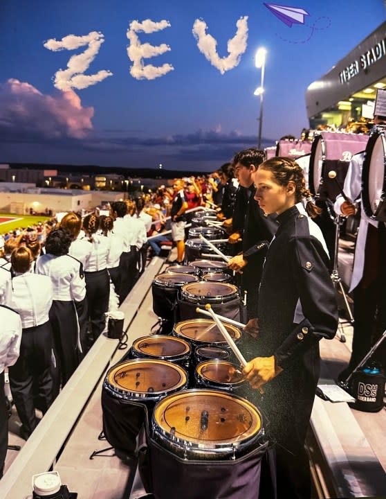 Dorian Zev Kweller performing with the Dripping Springs High School marching band. (Photo courtesy: Matt Ehlers)