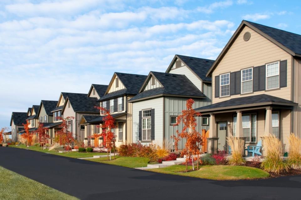 Row of suburban homes.