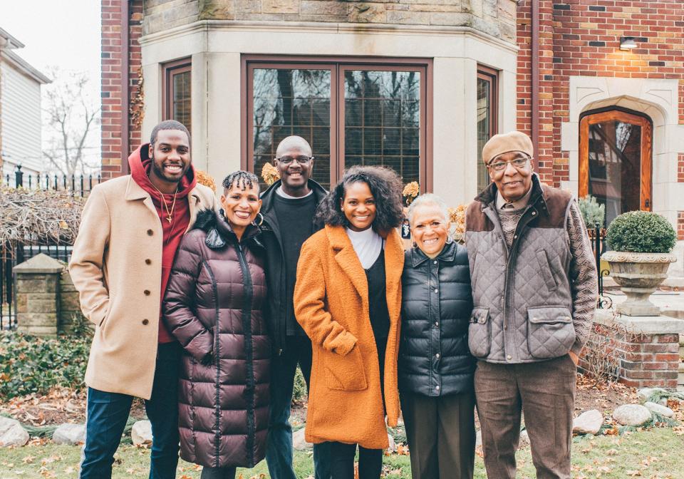 “From my family, I received self-awareness and self-esteem,” says Judge Donna Robinson Milhouse, who through the years has spent many special moments with family at her home in Detroit’s University District. In this family portrait, Milhouse, second from the left, was joined by her son Justin, far left, husband Otis, center, daughter Natalie, mother Barbara Robinson, and father, the late Donald Robinson, who was Detroit’s first Black fire marshal.