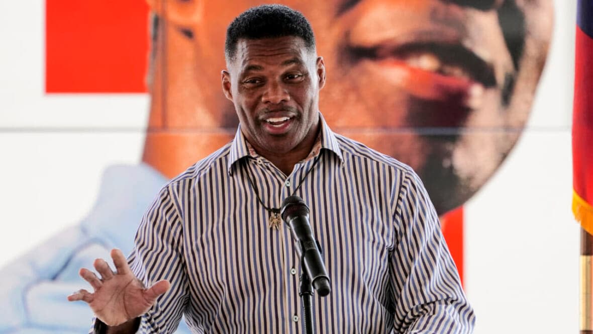 Republican candidate for U.S. Senate Herschel Walker speaks during a campaign stop in Dawsonville, Ga., Oct. 25, 2022. A woman came forward Wednesday, Oct. 26, to accuse Walker of encouraging and paying for her 1993 abortion, an accusation that came just weeks after a former girlfriend said he did the same for her in 2009.(AP Photo/John Bazemore, File)