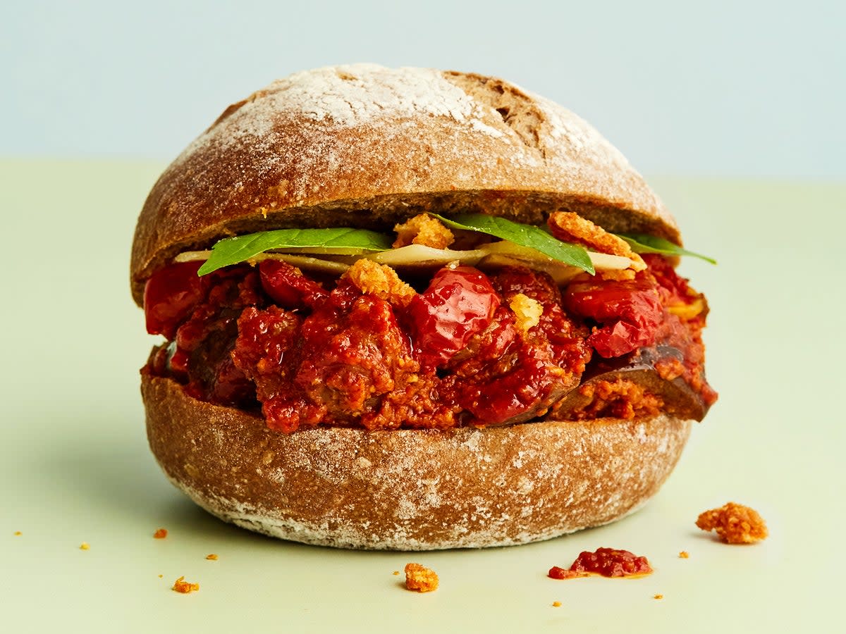 Pret’s aubergine parmigiana rye roll was a new addition to the menu in spring  (Supplied/Pret)