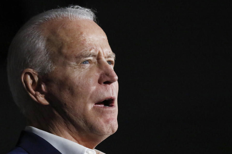 Democratic presidential candidate and former Vice President Joe Biden speaks at Tougaloo College in Tougaloo, Miss., Sunday, March 8, 2020. (AP Photo/Rogelio V. Solis)