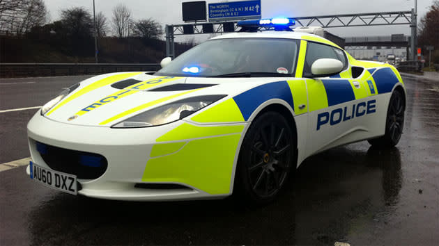 West Midlands Police use this 162mph Lotus Evora. This 276bhp sports car is capable of 0-62mph in 5.1 seconds.