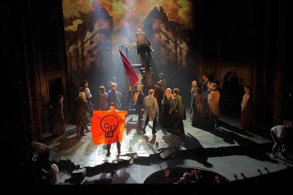 A performance of Les Miserables at the Sondheim Theatre was stopped when Just Stop Oil activists stormed the stage on October 5 last year (Just Stop Oil/PA) (PA Media)