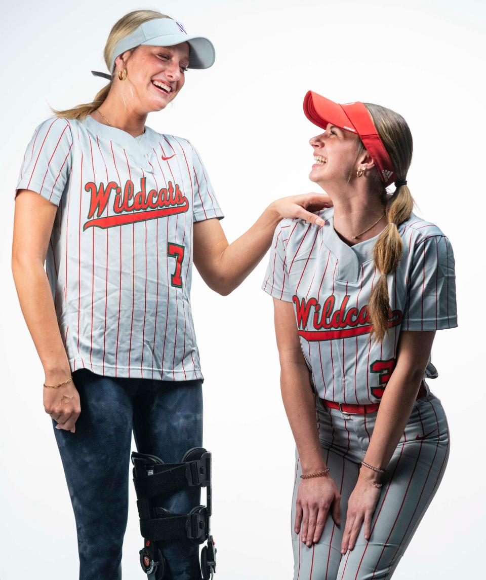 Lawrence North's Kate Dowden (from left) and Anna Mauck poses for a photo Tuesday, March 5, 2024, at the Indianapolis Star.