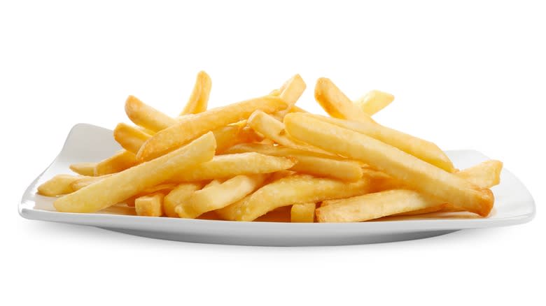 french fries white background