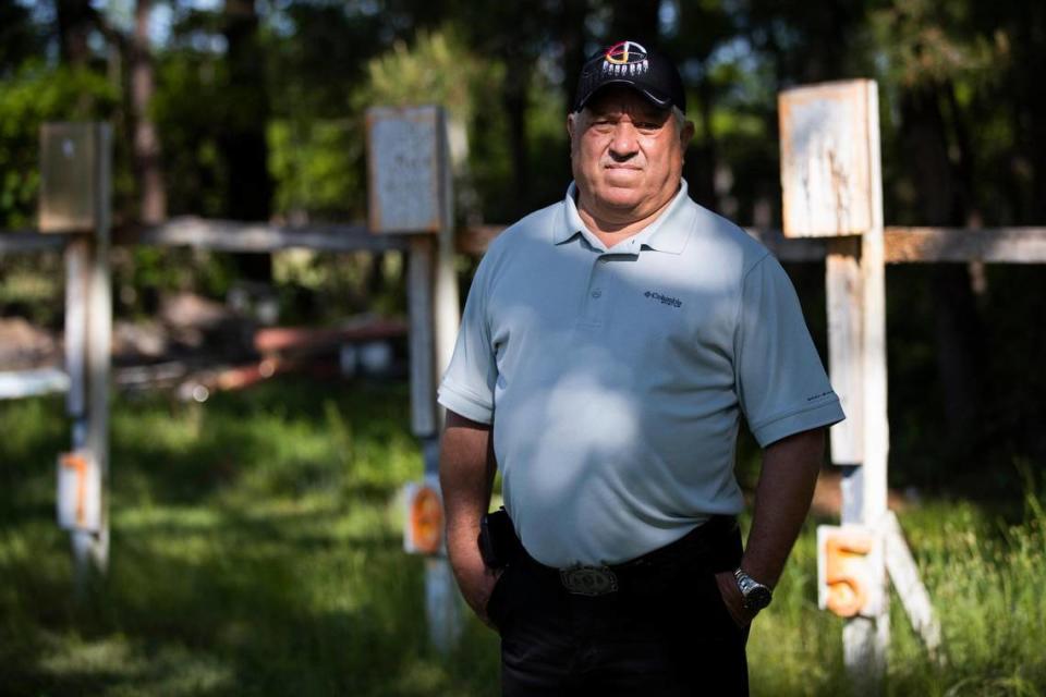 Chief Randy Crummie of the Santee Indian Organization at the tribe’s community complex in Holly Hill, South Carolina on Tuesday, April 13, 2021. Crummie works full time in addition to his responsibilities as chief.