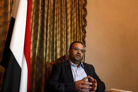Saleh al-Sammad, who heads the Houthi-led Supreme Political Council, speaks during an interview with Reuters in Sanaa August 29, 2016. REUTERS/Khaled Abdullah