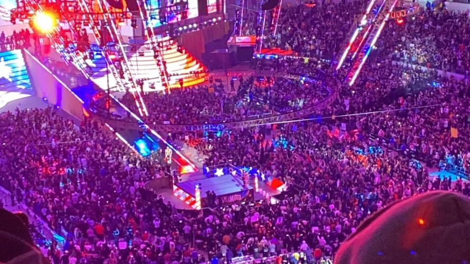 Sunday’s WrestleMania 39 attendance from SoFi Stadium in Inglewood, California was 81,395, bringing the two-day total to 161,892. ANTHONY GALAVIZ/agalaviz@fresnobee.com