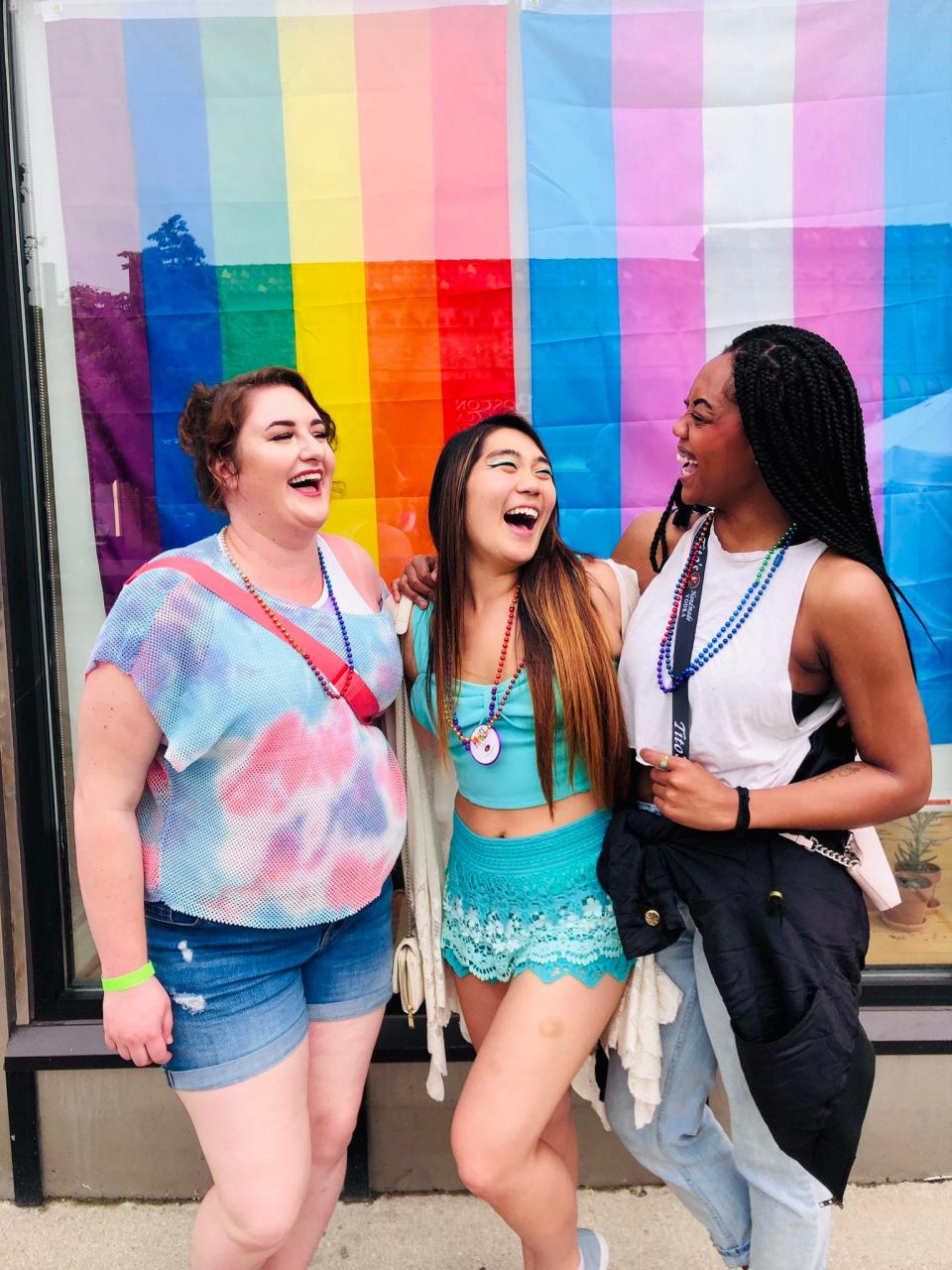 Sarah Maskill, Jamie Park and Jassadi Moore celebrated Ferndale Pride together in 2019.