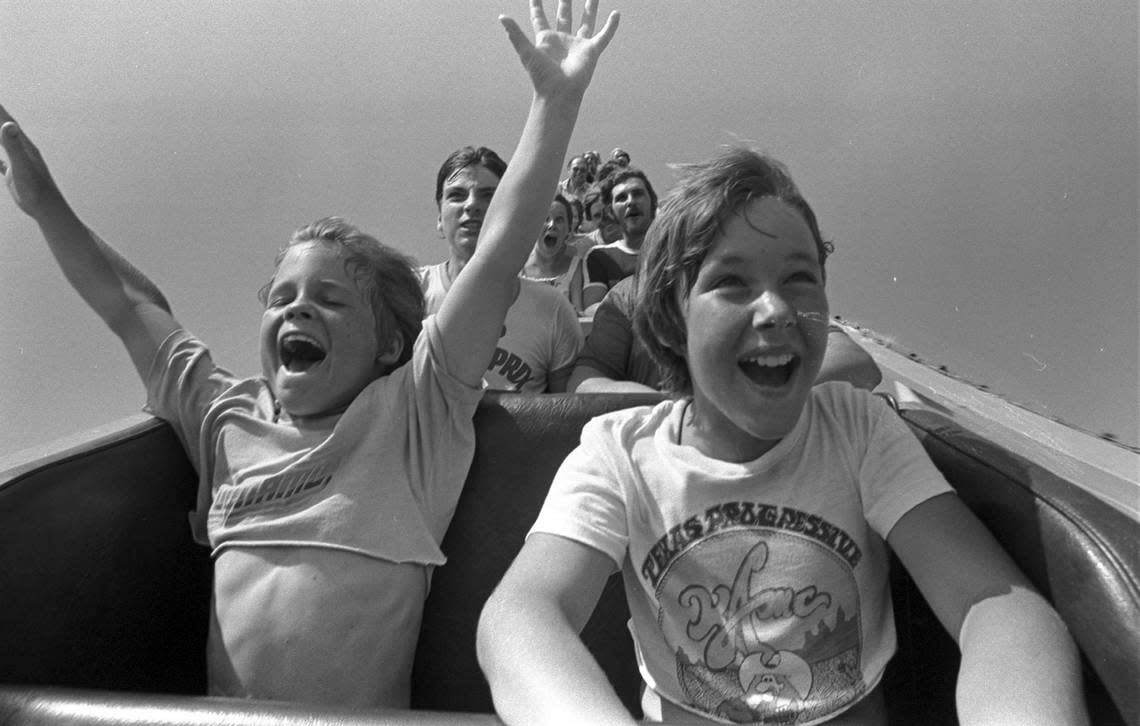 May 26, 1980: Steve and Todd Ellington of Arlington ride Judge Roy Scream in 1980, the year the ride opened.