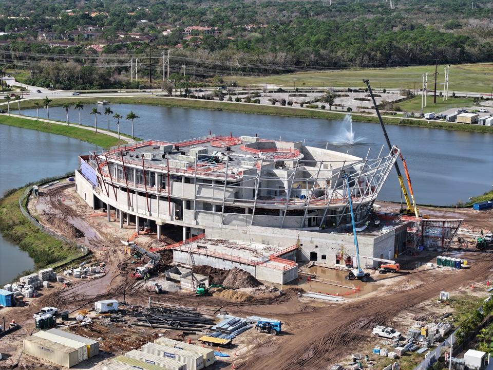 Construction is progressing on the new Mote Science Education Aquarium at Nathan Benderson Park. The aquarium is projected to open in 2025, with a soft opening anticipated for the winter of 2024.