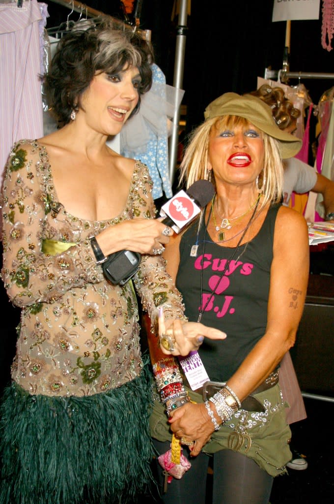 Lauren Ezersky (left), interviewed various designers for the show, including Alexander McQueen and Betsey Johnson (right). WireImage