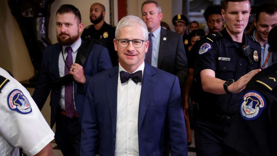 PHOTO: Speaker of the House Pro Tempore Representative Patrick McHenry walks through the Capitol building, Oct. 4, 2023. (Evelyn Hockstein/Reuters)