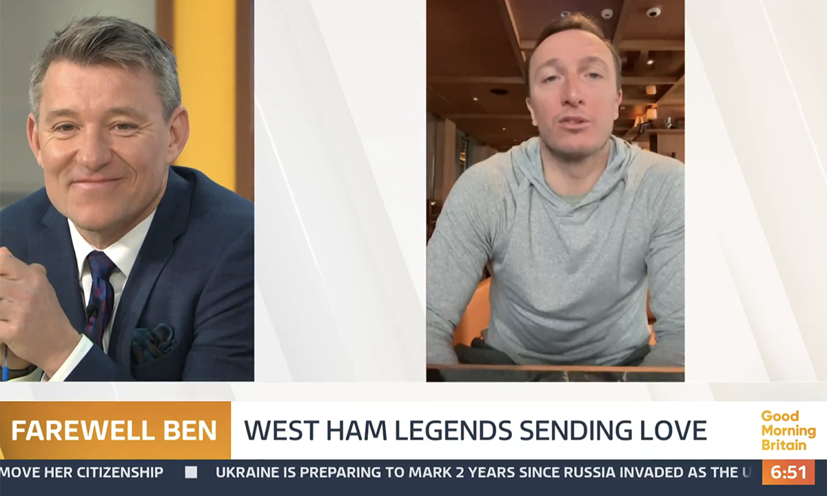 West Ham star Mark Noble surprised football fan Ben Shephard. (ITV screengrab)