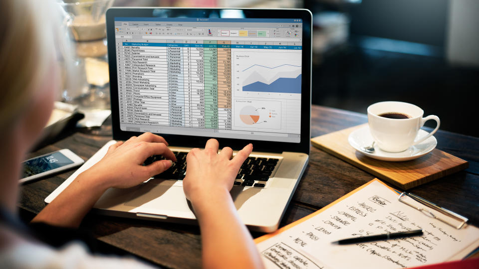 Financial Planning Accounting Report Spreadsheet Concept.