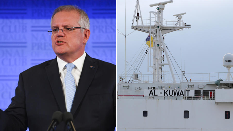 Scott Morrison said the contaminated live stock vessel Al Kuwait (pictured right) can be managed.