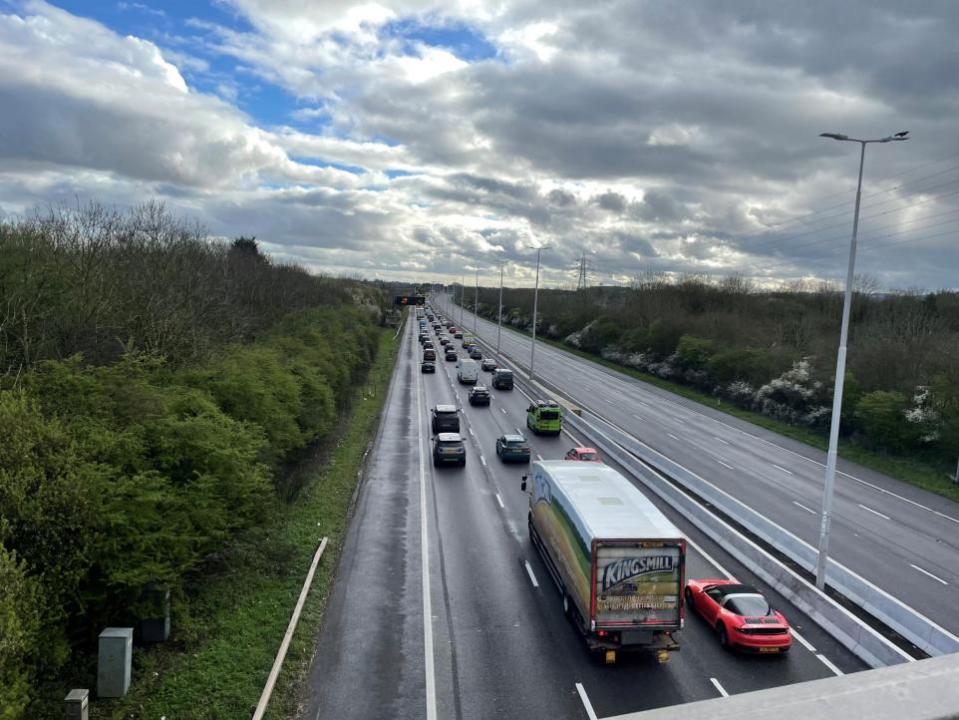 Worcester News: DELAYS: The view looking south towards junction 7 of the M5