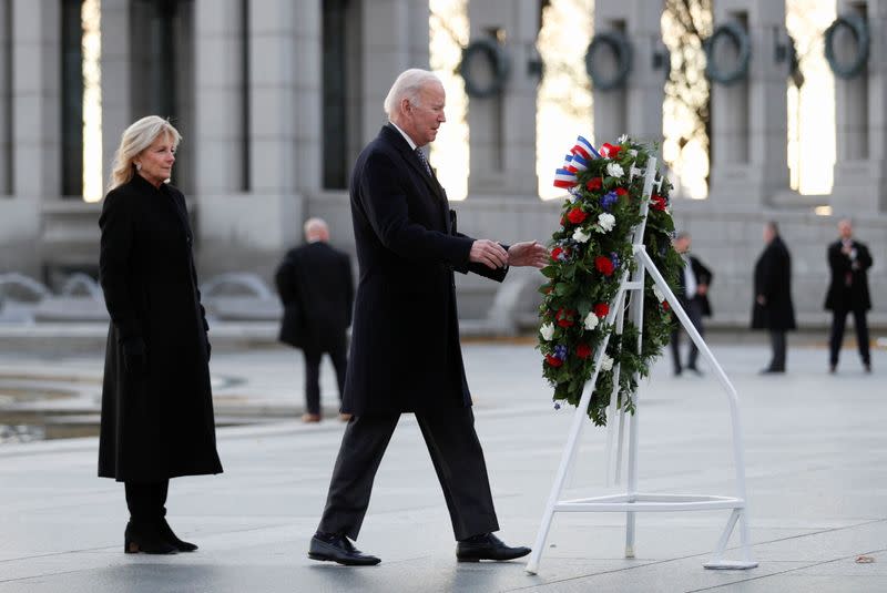 U.S. President Joe Biden and First Lady Jill Biden visit World War Two Memorial Site, in Washington