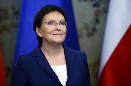 Polish parliament speaker Ewa Kopacz looks on after being nominated as new prime minister by President Bronislaw Komorowski (not pictured) in Warsaw September 15, 2014. REUTERS/Kacper Pempel