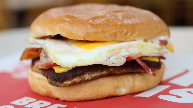 Wendy's breakfast sandwich with egg