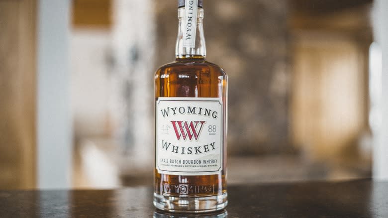 Bottle of Wyoming Whiskey counter