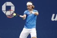 FILE PHOTO: Aug 27, 2018; New York, NY, USA; Lukas Lacko of Slovakia hits a forehand against Vasek Pospisil of Canada (not pictured) in the first round on day one of the 2018 U.S. Open tennis tournament at USTA Billie Jean King National Tennis Center. Mandatory Credit: Geoff Burke-USA TODAY Sports/File Photo