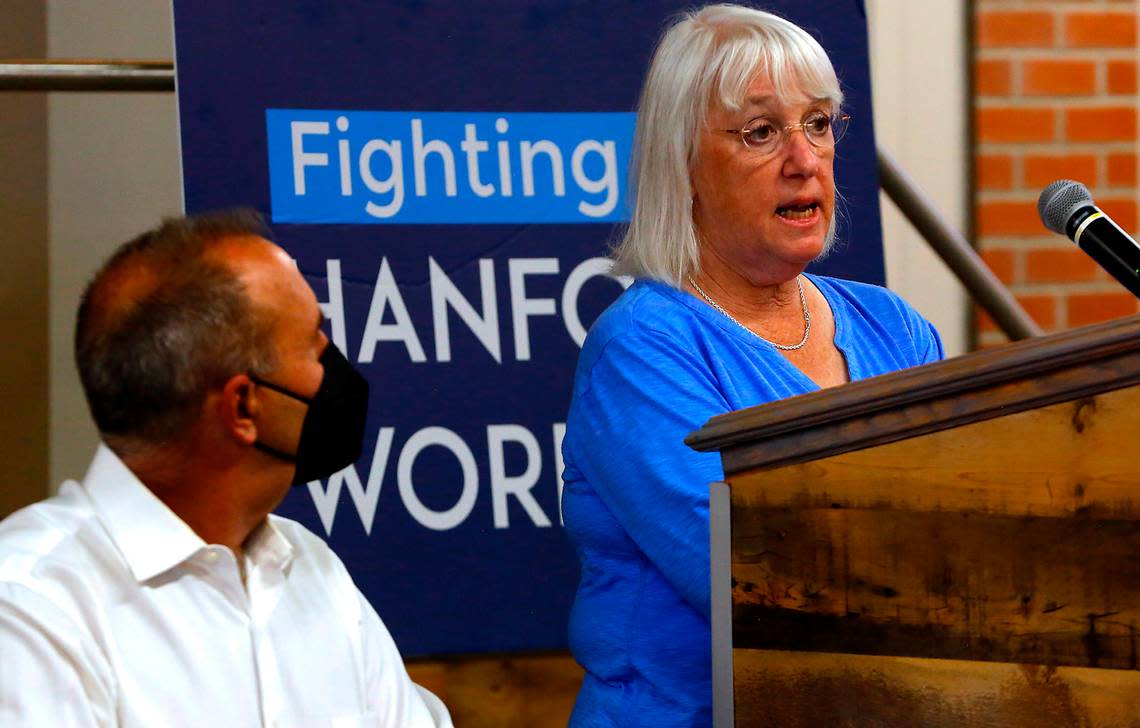 U.S. Sen. Patty Murray, D-Wash., discusses help for Hanford workers at risk of an incurable lung disease in August, 2022, in Pasco, Wash. She was elected Senate president pro tempore Tuesday, Jan. 3, becoming third in the line of presidential succession.