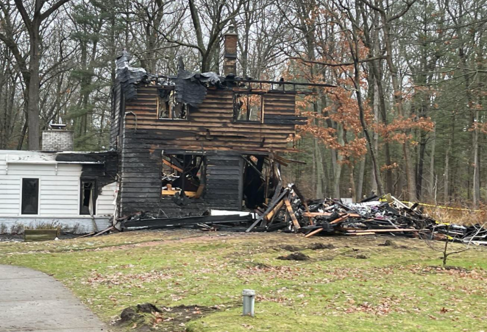 The Mangan home several weeks after a devastating fire.