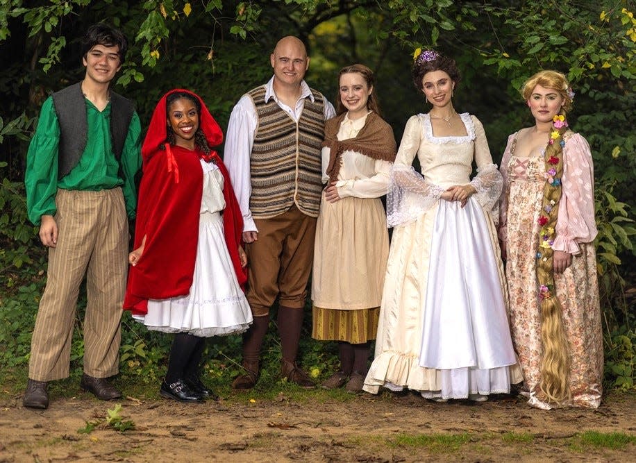 From left to right, Eli Stachowske, Autumn Bradford, Cordell Smith, Olivia Skierski, Payton Miller and Rori Cummings are among the students at Siena Heights University who will be on the stage this weekend as SHU hosts three performances of the musical "Into the Woods."
