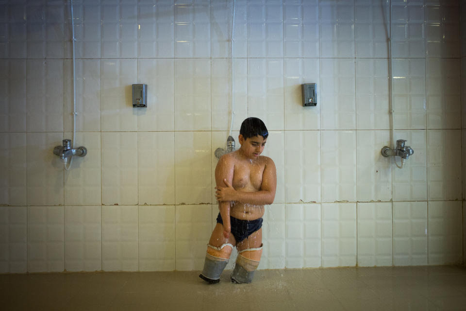 Child Disability Swimming Championships at the disability swimming pool in Tehran Province, Iran.