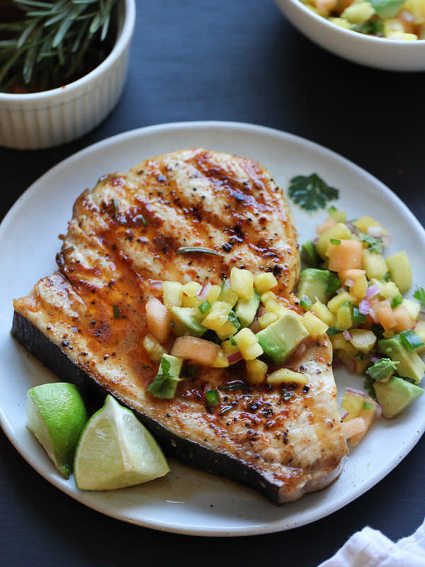 <strong>Get the <a href="http://www.foodiecrush.com/2014/07/grilled-swordfish-with-fruit-salsa/" target="_blank">Grilled Swordfish with Smoked Paprika and Herbed Fruit Salsa recipe</a> from Foodie Crush</strong>