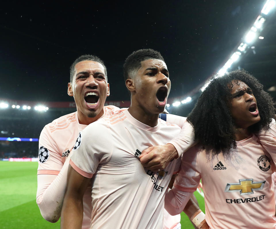 Marcus Rashford’s late penalty sparked wild celebrations in Paris. (Credit: Getty Images)